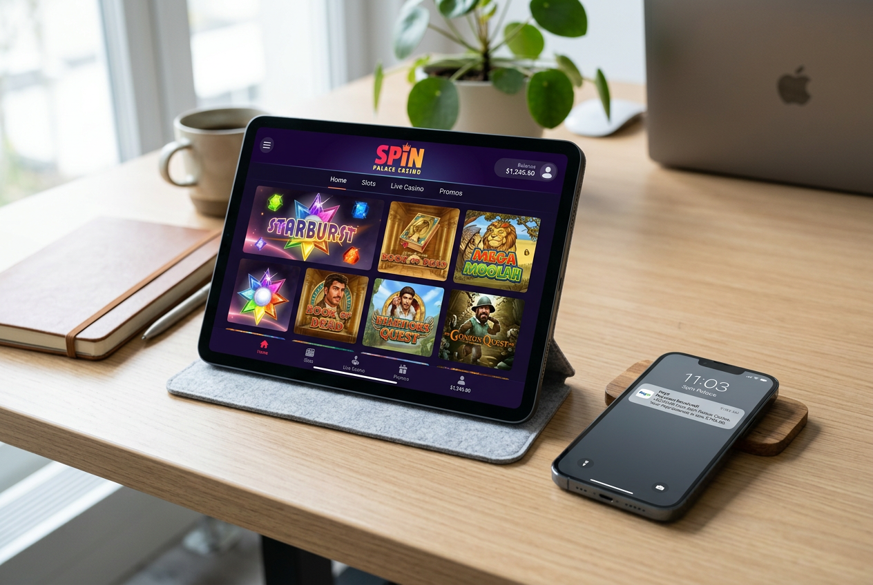 Modern online casino interface on a tablet